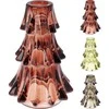 Mondex Stiklinė žvakidė CHRISTMAS TREE, žalsvos/rausvos spalvos, 14 cm, 1 vnt