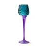 Stiklinė žvakidė JODECO LAMP, violetinės/žalsvos sp., 8 x 26 cm