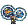 Stor Hot Wheels Mėlyna Fire vakarienės rinkinys, pusryčių indai, puodelis, dubuo, lėkštė