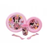 Stor Minnie Mouse 5 dalių vaikiškas pietų rinkinys - lėkštė, dubuo, puodelis ir stalo įrankiai
