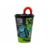 Stor Plastový pohár s vrchnákom ir slamkou MINECRAFT 430ml, 40430