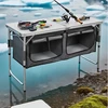 Sulankstoma kempingo spintelė 120 cm – „Premium Mobile Tourist Kitchen“.