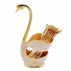 "Swan" stalo reikmenų laikiklis pagrindo laikymo dėžutė "Silverware Caddy Gold" stalo įrankių rinkinys