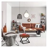 Taburetė Footstool Minkšta loft pramoninė taburetė, dirbtinė oda, ruda