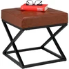 Taburetė Footstool Minkšta loft pramoninė taburetė, dirbtinė oda, ruda