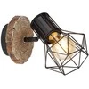 Lubinis šviestuvas Taškinis šviestuvas GLOBO Priska, 1 x E27, 60W, medžio/juodos sp., 13 x 18,5 x 19,5 cm