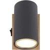 Lubinis šviestuvas Taškinis šviestuvas GLOBO Robby, 1 x GU10, 25W, medžio/ antracito sp., 7 x 10 x 12 cm