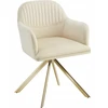 Tectake Scallop Glamour smėlio spalvos minkšta pasukama kėdė