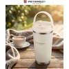 Praktyczny kubek termiczny ze stali nierdzewnej w kolorze ecru su praktycznym laikikliu, talpa 560ml - Peterson