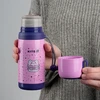Termosas su puodeliu vaikui, 350 ml, rožinis, su Kite plienine rankena