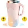 Termosinis puodelis su šiaudeliu, 650 ml, rožinis