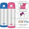 Thermos Termosas su šiaudeliu vaikams - 470 ml, nerūdijančio plieno, rožinis