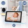 TKW Elektroninis kūdikio monitorius su 5 colių HD 1080P WiFi kamera, nakties šviesos sukimosi 355 VOX
