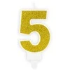 Party Deco Gimtadienio žvakutė nr 5 auksinė blizganti 7cm