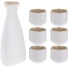 TRADICINIS SAKE RINKINYS, KARAFINAS IR DUBULIAI, 6 vnt, japoniško stiliaus, keramika