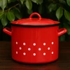 Tragar Emaliuotas plieno puodas su dangteliu ir rankenomis Tradicinis 24cm raudonas 8L