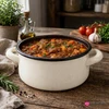 Tragar Emaliuotas puodas su rankenomis 18 cm kreminis plieno tradicinis puodas 1,8 l