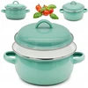 Tragar Puodas su rankenomis ir dangčiu 1,3 l Celadon emalio puodas 16cm