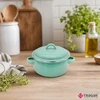 Tragar Puodas su rankenomis ir dangteliu 600ml Celadon emalio puodas 12cm
