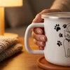 Trendydom Emalio puodelis 500 ml su dangteliu Kotki baltas 10 cm