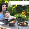 TURISTINIAI PATIEKALAI STALIO ĮRANKŲ RINKINYS lėkštės, dubenys, puodeliai, 16 vnt.