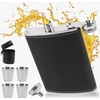 Turistinis 227 ml plieninio juodo kelioninio buteliuko rinkinys