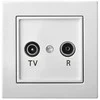 Televizijos lizdas (TV + R) EPSILON, galinis, be rėmelio, baltas