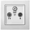 Televizijos lizdas (TV + R + SAT) EPSILON, galinis, be rėmelio, baltas