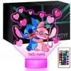 Upominki_Pl 3D LED naktinė lempa su vardu Fairy Tale Lilo ir Stitch Angel mergaitei