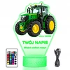 Upominki_Pl Lampka Nocna 3D LED su Imieniem Traktor Ciągnik John Deere Chłopca Urodziny