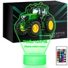 Upominki_Pl Lampka Nocna 3D LED su Imieniem Traktor Ciągnik John Deere Chłopca Urodziny