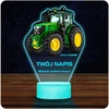 Upominki_Pl Lampka Nocna 3D LED su Imieniem Traktor Ciągnik John Deere Chłopca Urodziny