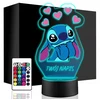 Upominki_Pl Naktinė lempa LED Bajka Lilo i Stich 3D + Pultas prezent dziecka URODZINY