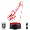 Upominki_Pl Naktinė lempa LED GITARA ELEKTRYCZNA 3D + Pultas prezent URODZINY statuetka