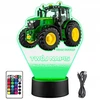 Upominki_Pl Naktinė lempa LED Traktor John Deere 3D + Pultas prezent dziecka URODZINY