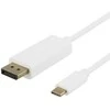 USB-C - DisplayPort kabelis DELTACO 4K UHD, paauksuotos jungtys, 2m, baltas / USBC-DP201-K / 00140016