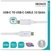 USB-C į USB-C laidas 10 Gbit/s 0,5m, 60W, 3A DELTACO baltas / USBC-1126M