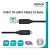USB-C į USB-C laidas 10 Gbit/s 1m, 60W, 3A DELTACO juoda / USBC-1122M