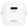 USB-C mini sieninis įkroviklis DELTACO 1x USB-C, PD 20 W, baltas / USBC-AC150