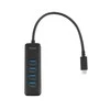 USB-C hub DELTACO, 5 Gbps, 4x USB-A, slim, juodas / USBC-HUB202 / 1902427