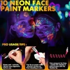 UV neoniniai fluorescenciniai veido žymekliai vaikams, žymeklis 10 vnt