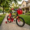 Vaikiškas dviratis 16 colių SpiderMan Side Wheels vandens butelis raudonas juodas