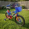 Vaikiškas dviratis 16 colių SpiderMan Side Wheels vandens butelis mėlynos juodos spalvos
