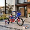 Vaikiškas dviratis 16 colių SpiderMan Side Wheels vandens butelis mėlynos juodos spalvos