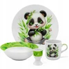 Vakarienės rinkinys vaikams 4 dalių porcelianinė puodelio lėkštė PANDA Bella Fiore