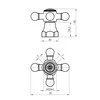 Vandens maišytuvo rankena Cross Rubineta 7x7mm mėlyna