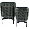 Home4You Vazonas WICKER su stovu 38x38xH49cm, šviesiai pilkas