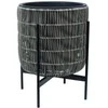 Home4You Vazonas WICKER su stovu 38x38xH49cm, šviesiai pilkas