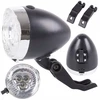 Verk Group Priekinis dviračio žibintas su 3 LED baterijomis, retro stiliaus, chromuotas