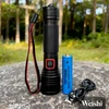 Weishi Įkraunamas TAKTINIS LED BLYKŠČIAS GALINGAS karinis ZOOM prožektorius USB-C
